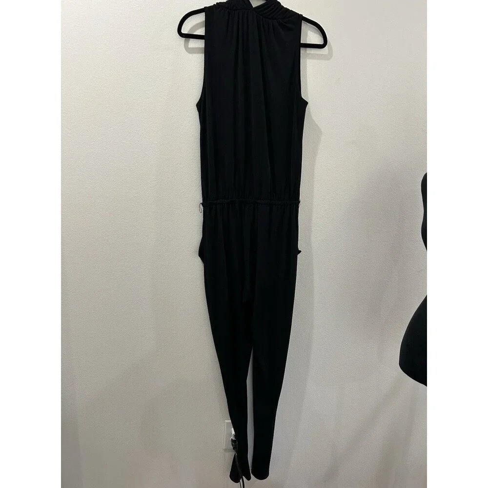 Michael Kors Womens Size Medium Black Jumpsuit Sleeveless V Neck Pullover
